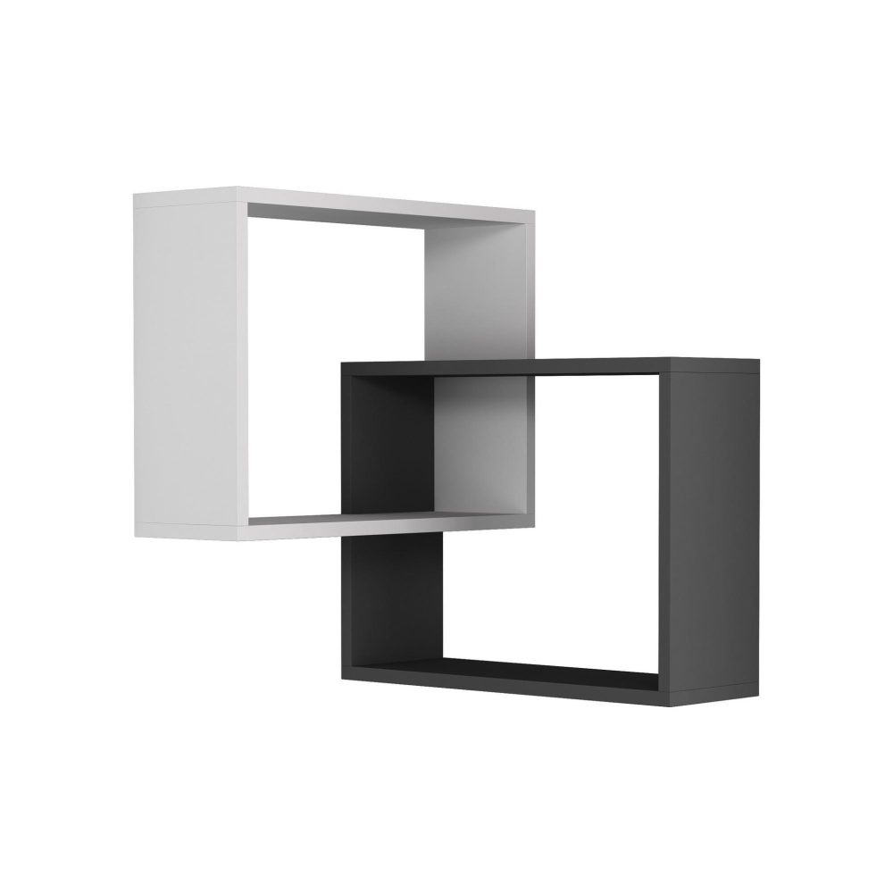 Habitat et Jardin Lot de 2 étagères murales d'angle en bois ring – 68 x 60 x 68 cm – gris anthracite