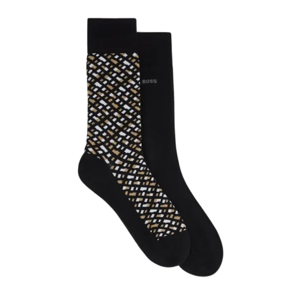Lot de 2 paires de chaussettes homme 2P RS MONOGRAM CC, coloris Noir